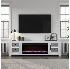 Haven White 82" TV Stand with Fireplace