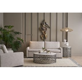 Azure Antique Nickel Round Quartz Top Occasional Table Set