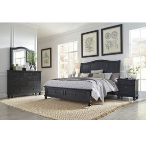 Oxford Black 2 Drawer Nightstand