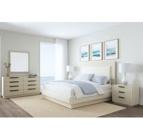 Cotiere Cream Linen Upholstered Queen Panel Bed