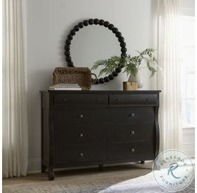 Caroline Soft Black Bobbin Round Bedroom Mirror