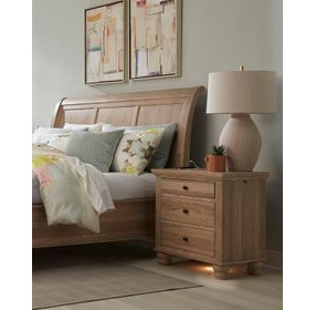 Cambridge Modern Khaki Liv360 3 Drawer Nightstand with LED