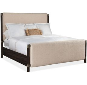 Retreat Black Sand Queen Upholstered Panel Bed