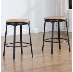 Magnolia Light Brown 24″ Backless Swivel Counter Height Stool Set of 2