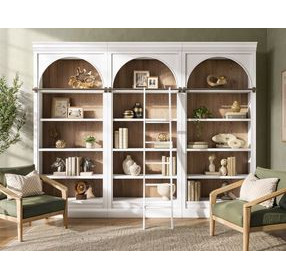 Albany White Arched 3-Piece Bookcase Wall
