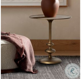 Marlow Matchstick Matte Brass Pedestal Table