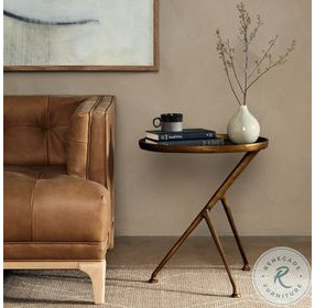 Schmidt Raw Antique Brass Accent Table