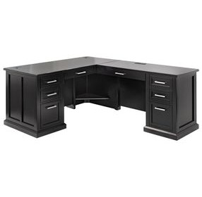 Abby Black Pedestal L Shape Home Office Set