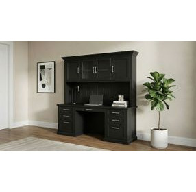 Abby Black Credenza with Hutch