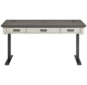 Hartford Antique White And Gray Electric Adjustable Height Home Office Set