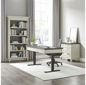 Hartford Antique White And Gray Electric Adjustable Height Home Office Set