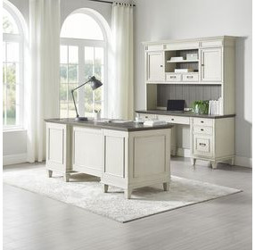 Hartford Antique White And Gray Double Pedestal Home Office Set