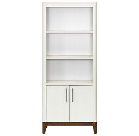 Pomona Soft White Open Bookcase with 2 Doors