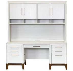 Pomona Soft White 68" Credenza with Hutch and USB Charging