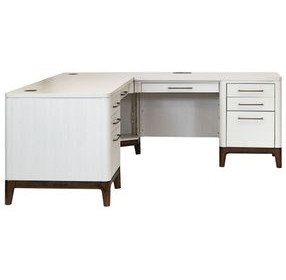 Pomona Soft White 68" Executive L Desk with USB Charging