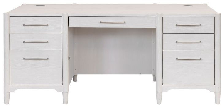 Towne White Double Pedestal Executive Home Office Set