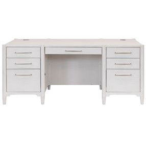 Towne White Double Pedestal Executive Home Office Set