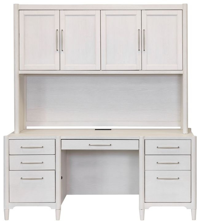 Towne White Credenza with Hutch