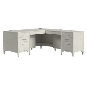 Towne White Double Pedestal L Shape Home Office Set