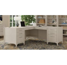 Towne White Double Pedestal L-Desk