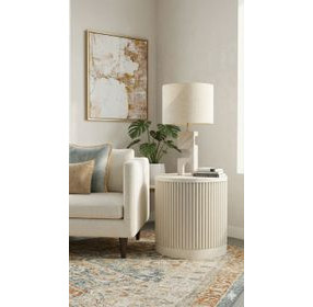 Tulane White Round End Table