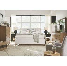 Fernholt Belgian Wheat and White Upholstered Panel Bedroom Set