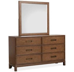 Ridgefield Russet 6 Drawer Dresser with Square Mirror