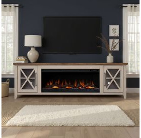 Ithaca Sandstone and Bourbon 83" TV Stand with Fireplace