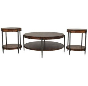 Bengal Hickory Brown Round Occassional Table Set