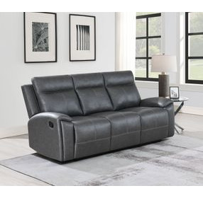 Gaston Gray 88" Manual Reclining Sofa with Drop-Down Console