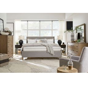Fernholt Belgian Wheat and Gray King Upholstered Panel Bed