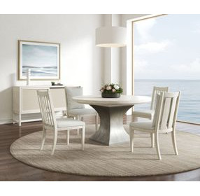 Cotiere Cream Linen and Sanded Bronze 50" Round Dining Table