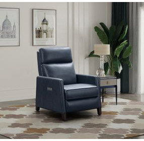 James Barone Navy Blue Leather Zero Gravity Power Recliner with Power Lumbar and USB Charging