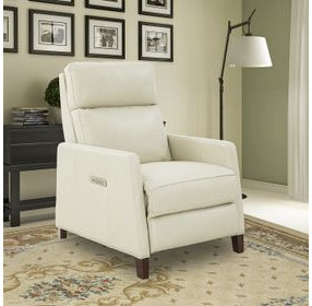 James Barone Parchment Leather Zero Gravity Power Recliner with Power Lumbar and USB Charging