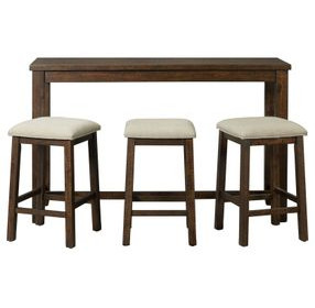 Dex Cream and Cherry Upholstered 4 Piece Bar Table Set with USB Charging