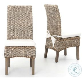 Banana Leaf Cream Chair With Grey Wash Cushion