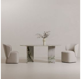 Celia Green 72" Oval Marble Top Dining Table