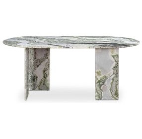 Celia Green Oval Marble Top Dining Room Set