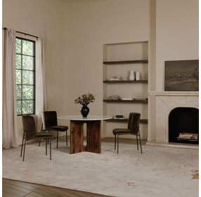 Stanley White And Gray Round Marble Top Dining Room Set
