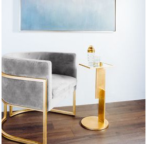Jenna Gray and Gold Leaf Accent Chair
