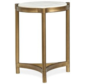 Cassidy Aged Brass and Volakas Classic Round Marble Top Accent Table