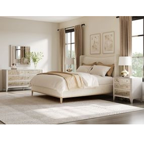 Edwin Cream Queen Upholstered Wing Shelter Bed