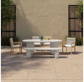 Eris White Outdoor 87" Oval Dining Table