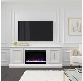 Jordan White 65" TV Stand with Fireplace