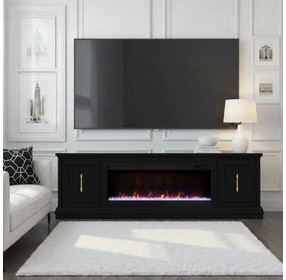 Jordan Black 82" TV Stand with Fireplace