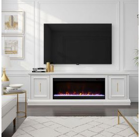 Jordan White 82" TV Stand with Fireplace