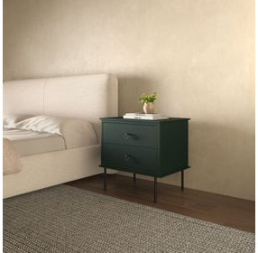 Reagan Deep Green 2 Drawer Nightstand