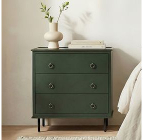 Reagan Deep Green 3 Drawer Nightstand