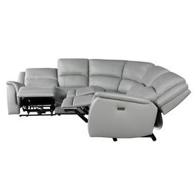 Alexandria Stone 5 Piece Modular Power Reclining Sectional with USB Charging