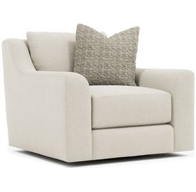Gabi Beige Upholstered Swivel Chair with Pillow